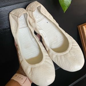 Tory Burch white flats